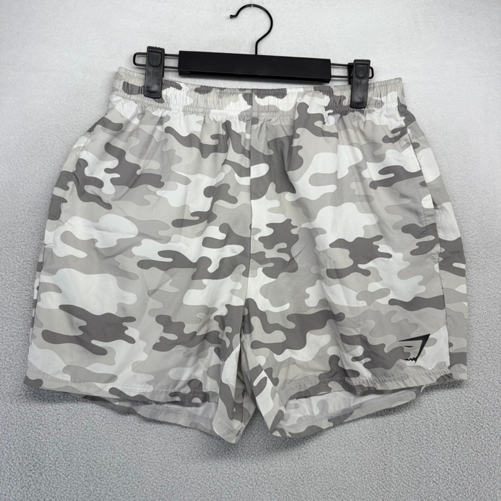 Gymshark Shorts Mens Large Gray Camo Arrival Athletic Gym Workout Polyester